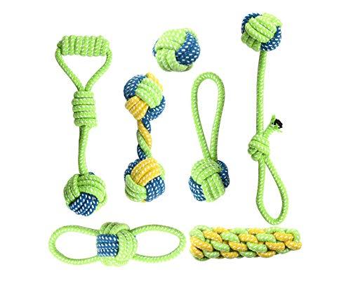 Anlising Toy Set Rope 7 Pcs Dog Chew Toy Puppy Molar Toy Various Styles of Dog Toy Tooth Cleaning Plush Rope Suitable for puppies, small dogs, medium-sized dogs - PawsPlanet Australia