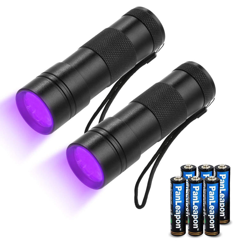 (2 Pack) UV Torch, Fulighture Pets Black Light 12LED 395nm, Dogs/Cats Urine Detector, Ultraviolet Flashlight Find Dry Stains on Carpets/Rugs/Floor with Batteries Included 3.0 Watts - PawsPlanet Australia