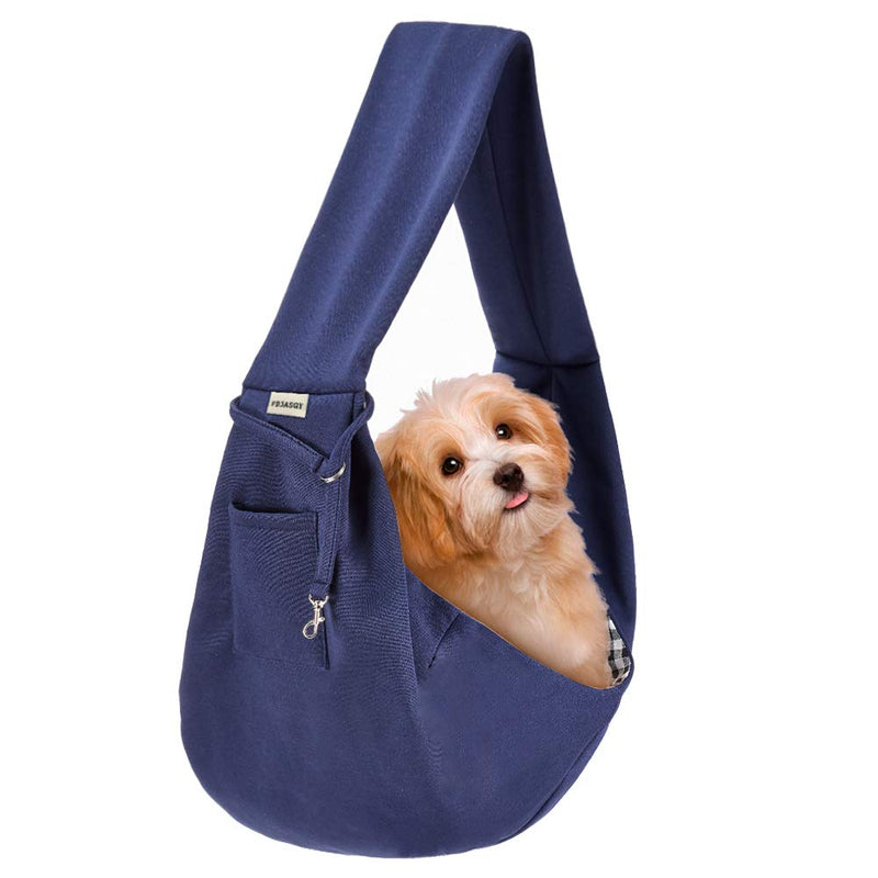 FDJASGY Small Pet Sling Carrier-Hands Free Reversible Pet Papoose Bag Tote Bag with a Pocket Safety Belt Dog Cat for Outdoor Travel (Benzo blue) Benzo blue - PawsPlanet Australia