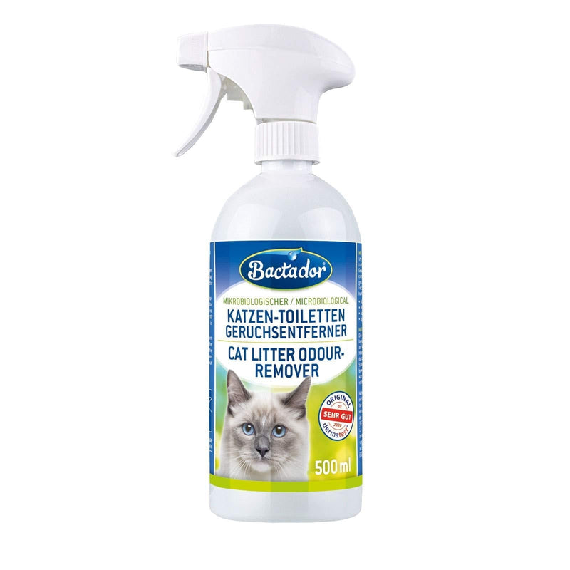 Bactador Cat Litter Odour Remover Spray 500ml - Biological enzyme cleaner as a ready-to-use solution against cat urine, animal odors, sweat - For household & animal environment 500 ml (Pack of 1) - PawsPlanet Australia
