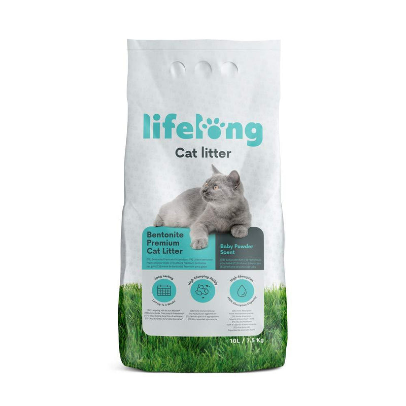 Amazon Brand Lifelong Bentonite Premium Cat Litter Baby Powder Scent 10L 10 l (Pack of 1) - PawsPlanet Australia