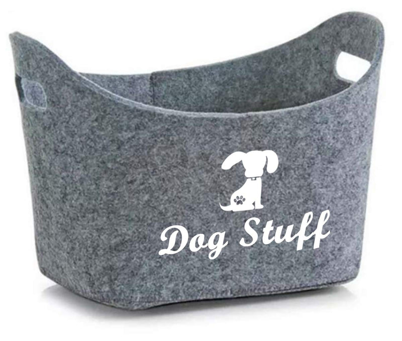 Felt pet toy box and dog toy box storage with handles pet toy basket - perfect for organizing pet toys, coats, ropes, dog chew toys, blankets, leashes - Grey - PawsPlanet Australia