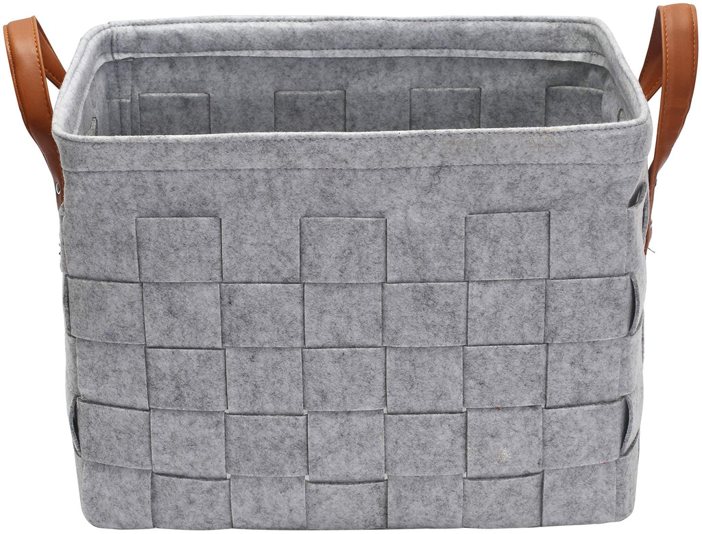 Medium Felt dog toy box, dog toy chest, dog storage basket - Perfect for organizing pet toys, blankets, leashes, coat and dry dog treats - LightGrey Light Grey - PawsPlanet Australia