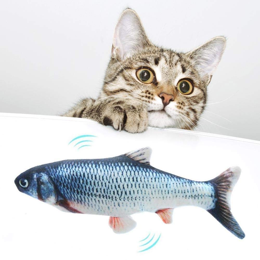 Queta Catnip Electric Realistic Simulation Toy Fish,Plush Wagging Interactive Pets Chewing Biting Kicking Pillow Fish for Cat Kitten Funny Cute Doll for Teeth Cleaning with USB Rechargeable Fish1 - PawsPlanet Australia