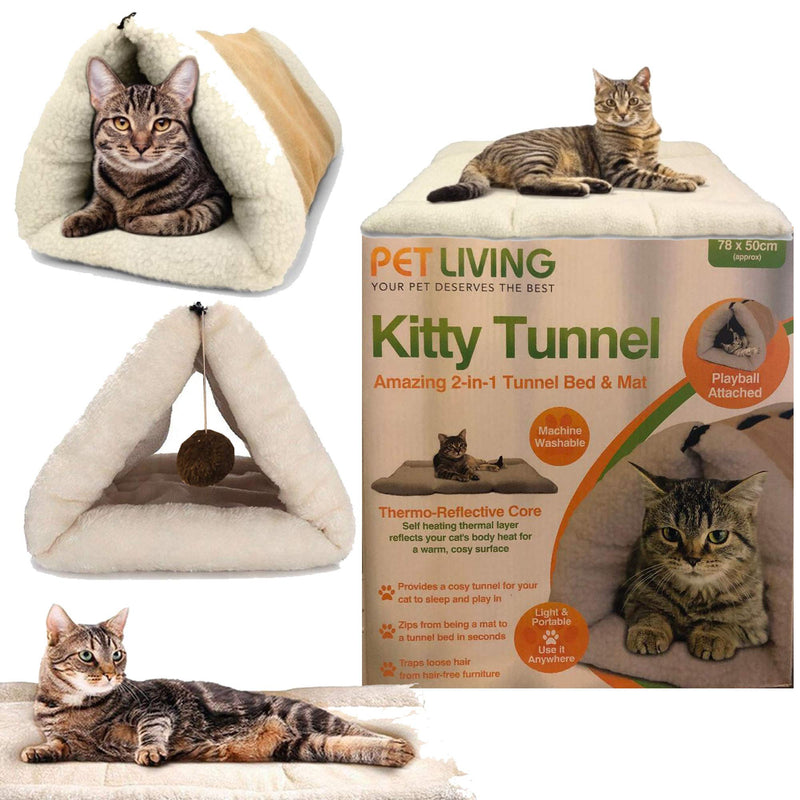 Kitty Tunnel Amazing 2 in 1 Tunnel Bed & Mat With Play Toy Ball Attached Cat Tunnel Bed Amazing Cat Tunnel - PawsPlanet Australia