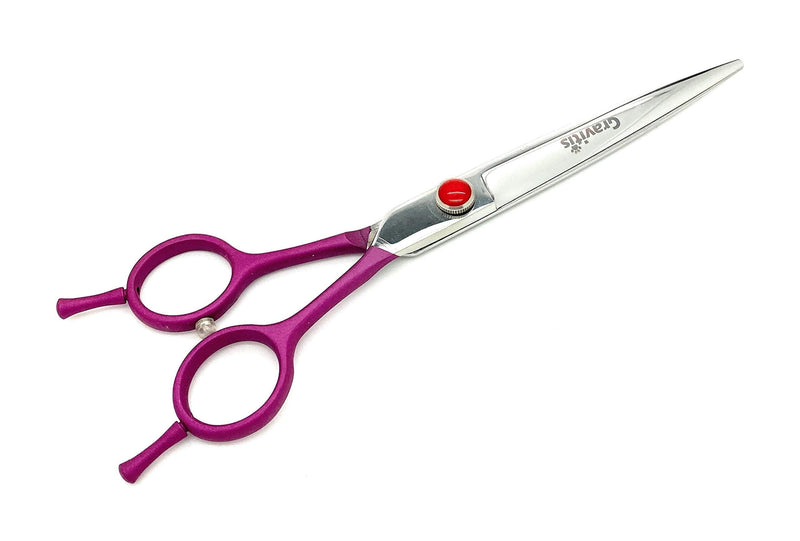 Gravitis Pet Supplies Professional Dog Grooming Scissors with Case - 7.5” Ambidextrous straight scissors suitable for right or left-handed dog grooming (Pink) - PawsPlanet Australia