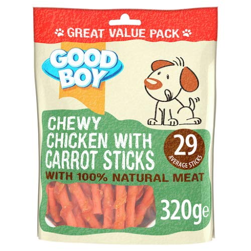 GoodBoy *NEW* 320G VALUE PACK CHEWY CHICKEN WITH CARROT STICKS NATURAL MEAT DOG TREATS - PawsPlanet Australia