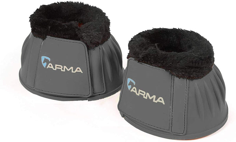 Shires ARMA Fleece Topped Over Reach Boots-Grey-Pony - PawsPlanet Australia