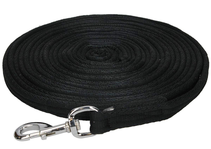 Elico Soft Webbing Horse Lunge Rein - Black. 8 Metres Length - PawsPlanet Australia