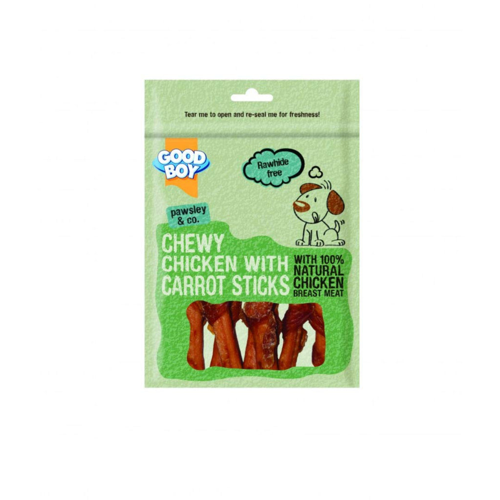 Other Good Boy Pawsley & Co Chewy Chicken With Carrot Sticks Dog Treat 90g Clear - PawsPlanet Australia