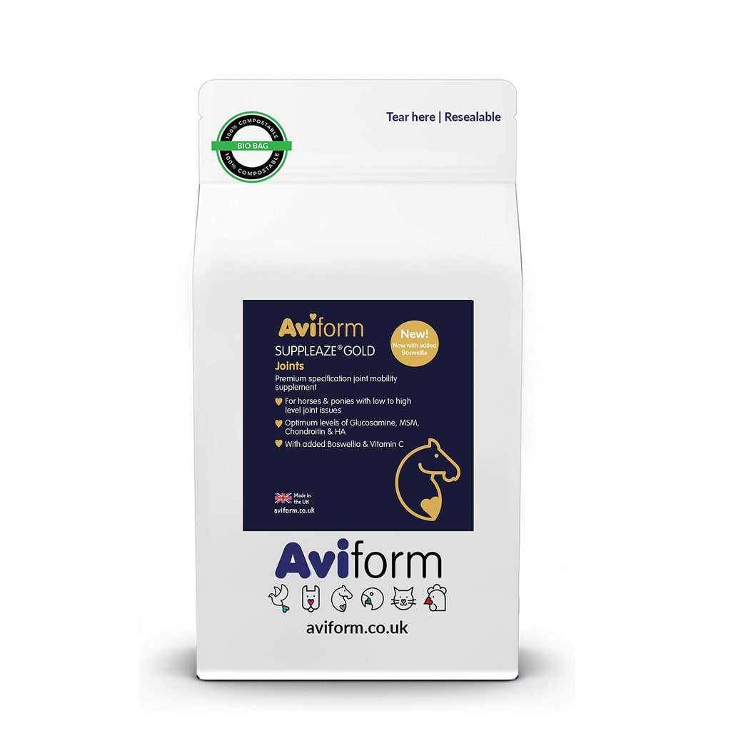 Aviform Suppleaze Gold Joint Supplement for Horses - Nourishes, Conditions and Supports Your Horses Joints - Optimum Levels of Glucosamine - New Formula with MSM, HA, Vitamin C And Boswellia 1 kg (Pack of 1) - PawsPlanet Australia