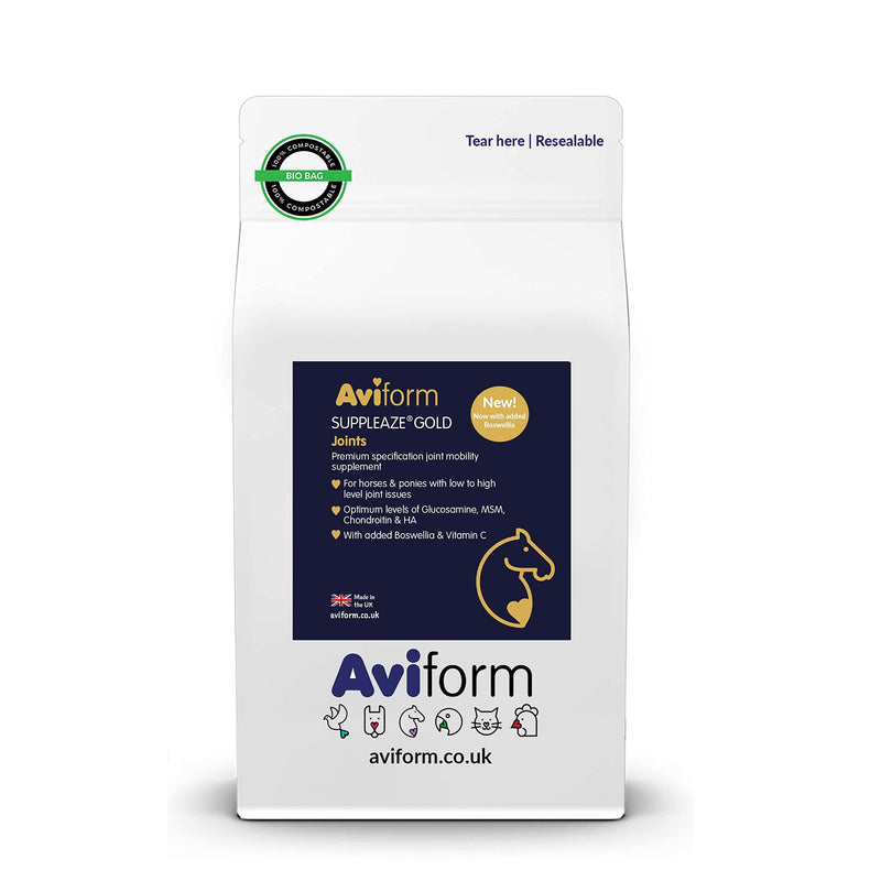 Aviform Suppleaze Gold Joint Supplement for Horses - Nourishes, Conditions and Supports Your Horses Joints - Optimum Levels of Glucosamine - New Formula with MSM, HA, Vitamin C And Boswellia 1 kg (Pack of 1) - PawsPlanet Australia