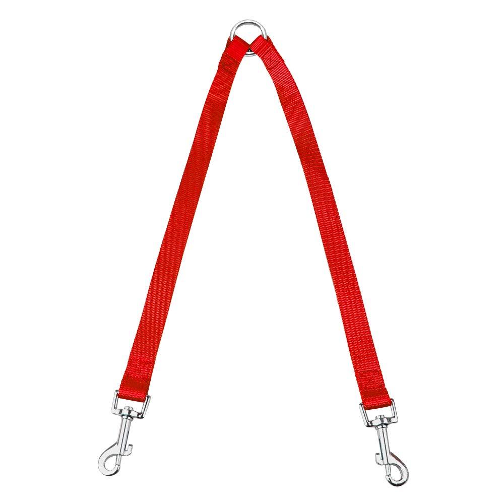 SpeedPets Double Lead Nylon Dog Leash Walk 2 Dogs (Small, Red) Small - PawsPlanet Australia