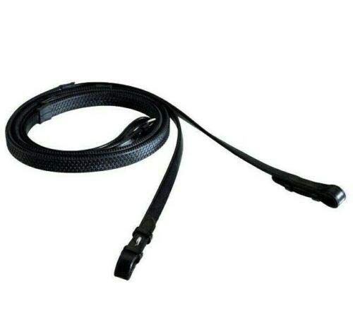 Cwell Equine Durable Quality Rubber Reins Black/Brown Horse/Cob/Pony (Cob, Black) Cob - PawsPlanet Australia