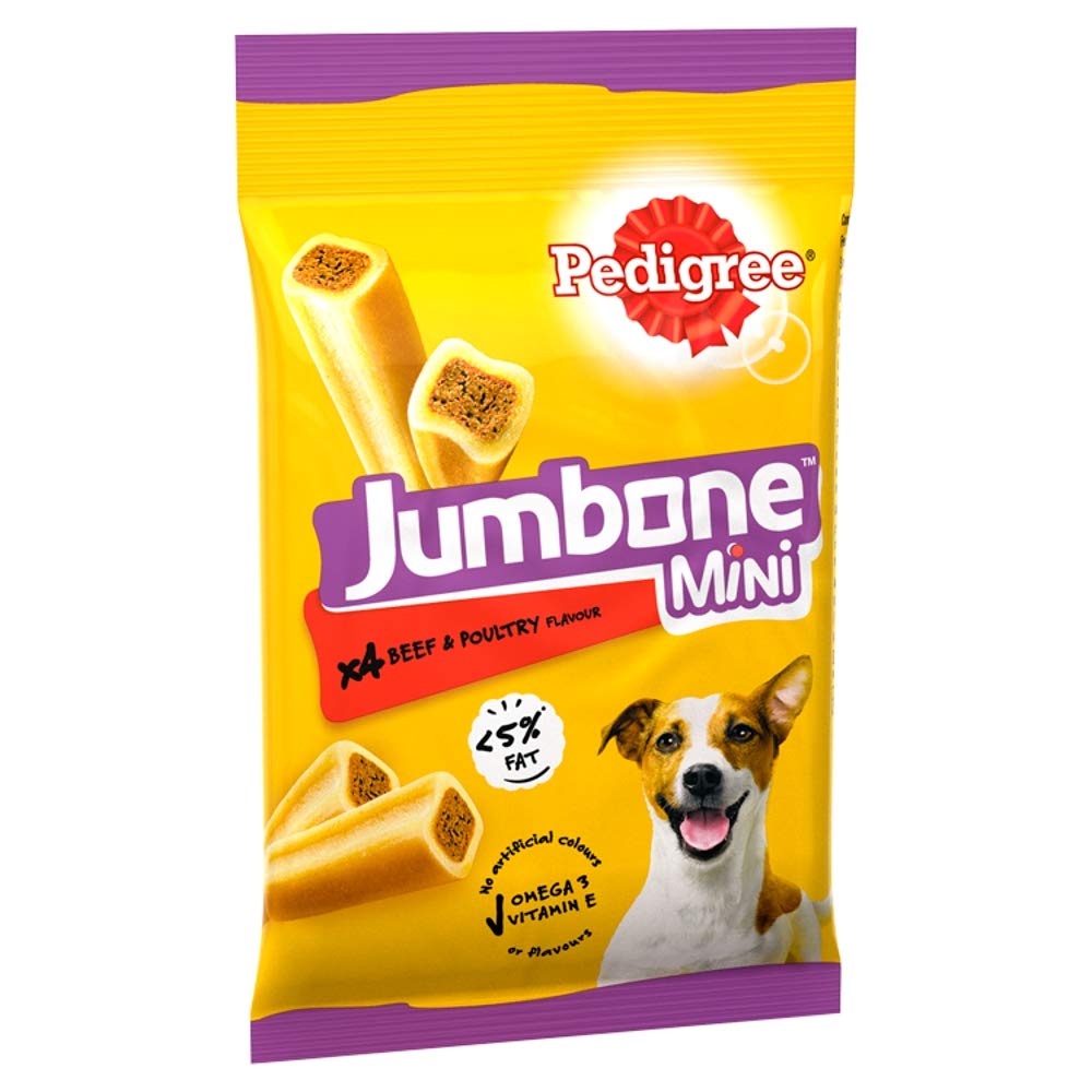 Pedigree Jumbone Mini Adult Small Dog Treats,Beef and Poultry, 4 Chews, 160g Beef - PawsPlanet Australia