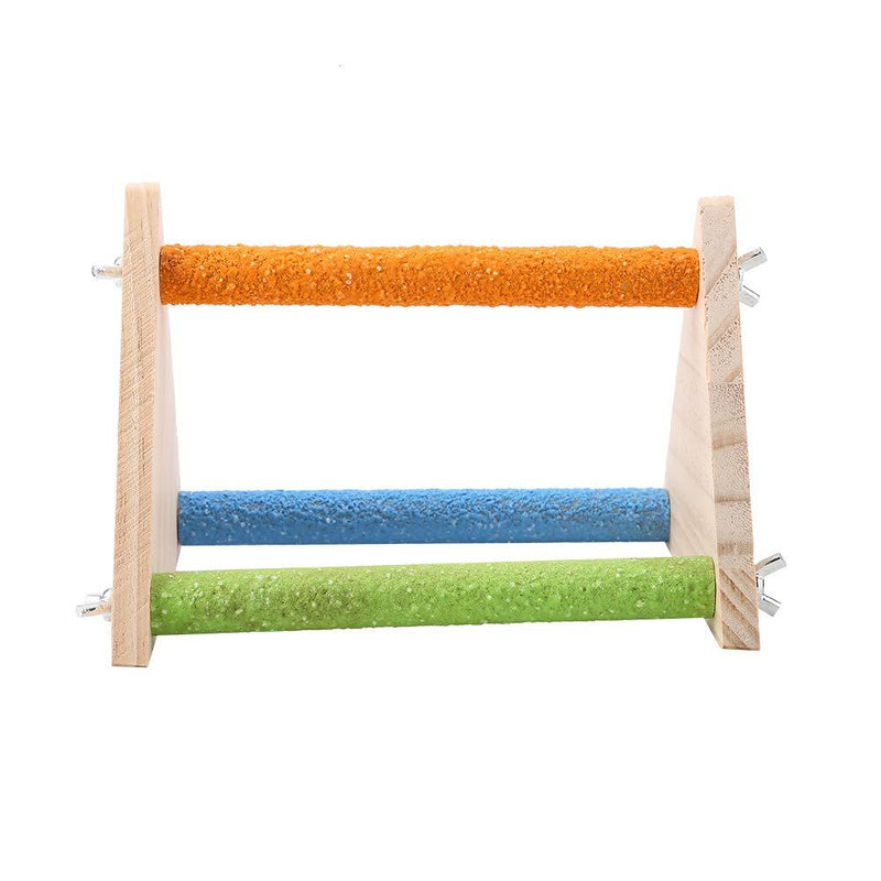 Tnfeeon Wooden Perch for Bird, Colorful Bird Cage Standing Toy Grinding Claw Perches toy for Parrots Parakeets Macaws Pet Birds[Triangle] - PawsPlanet Australia