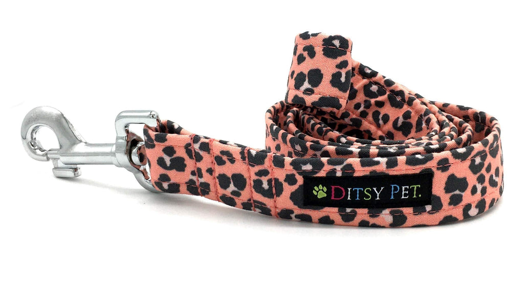 Ditsy Pet Pink Leopard Print Lead L/XL - PawsPlanet Australia
