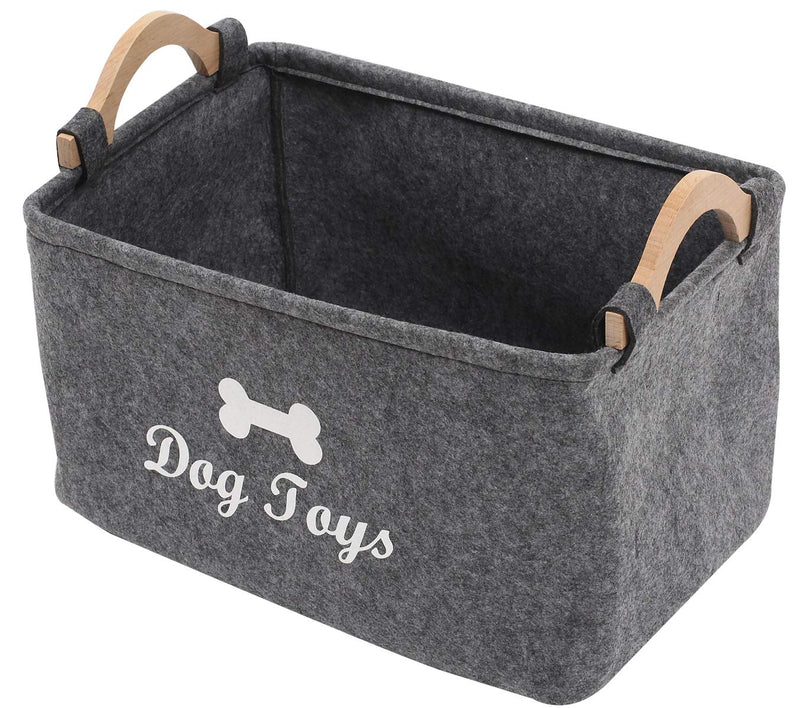 Felt pet toy box and dog toy box storage basket chest organizer - perfect for organizing pet toys, blankets, leashes and food - Dog Toy - Grey - L Large: 38x25x24cm Dog Grey L - PawsPlanet Australia