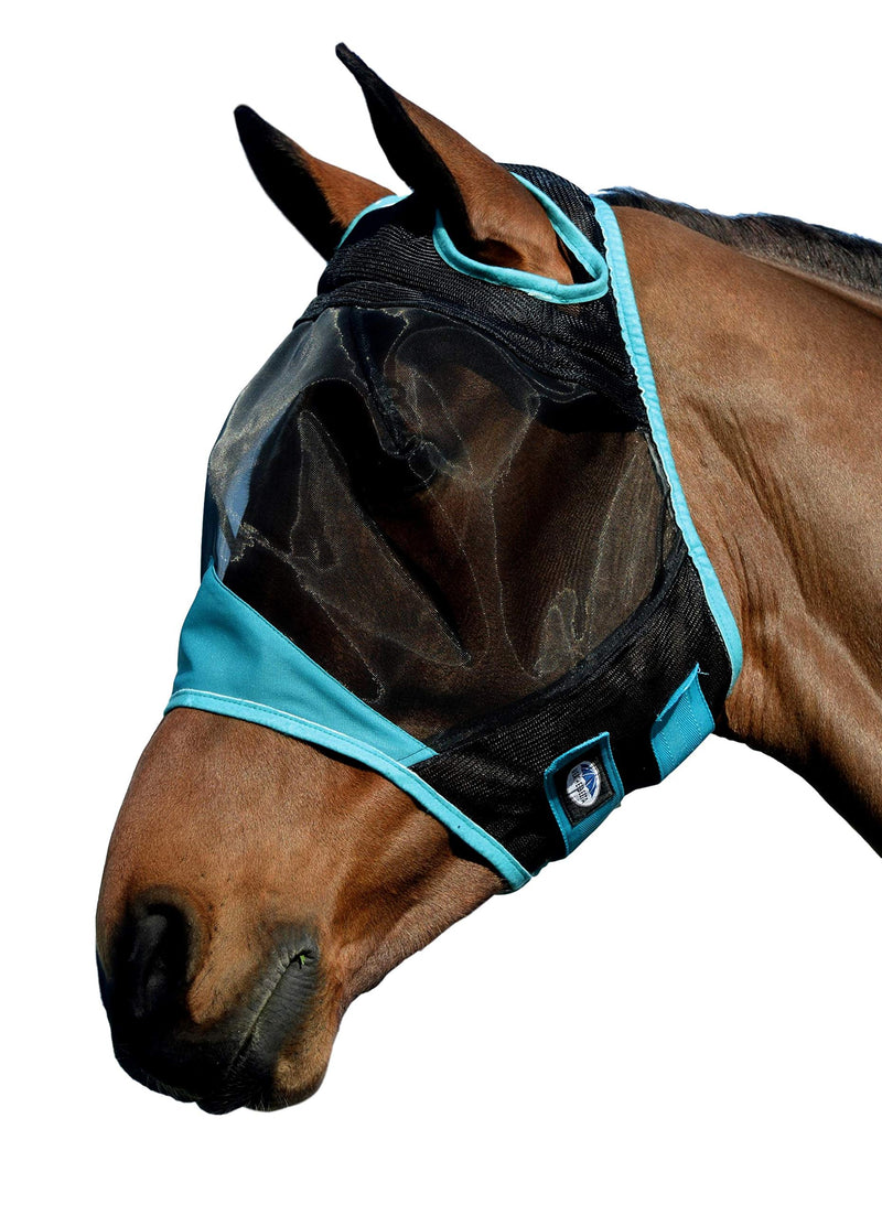 Weatherbeeta Comfitec Mask - Black/Turquoise Small Pony - PawsPlanet Australia