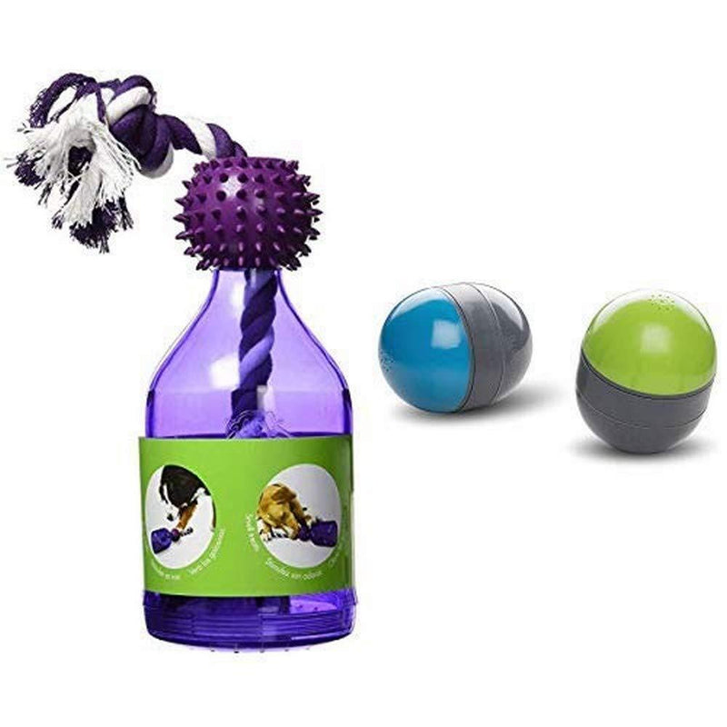 PetSafe Bundle Busy Buddy Tug-A-Jug Interactive Meal Dispensing Dog Toy, Purple and Ricochet Electronic Dog Toy, Interactive Sound Game For Pets, Medium/Large Ricochet/Tug a Jug - PawsPlanet Australia