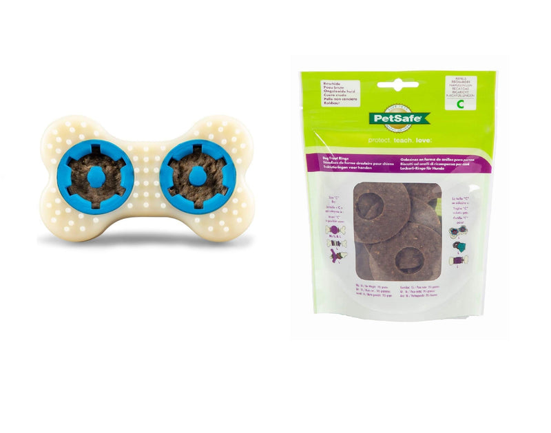 PetSafe Bundle Busy Buddy Forever Bone Dog Chew Toy, Treat Holding Dog Toy for Strong Chewers, Hard Wearing and All Natural Rawhide Treat Refill for Busy Buddy, Medium Refills - PawsPlanet Australia