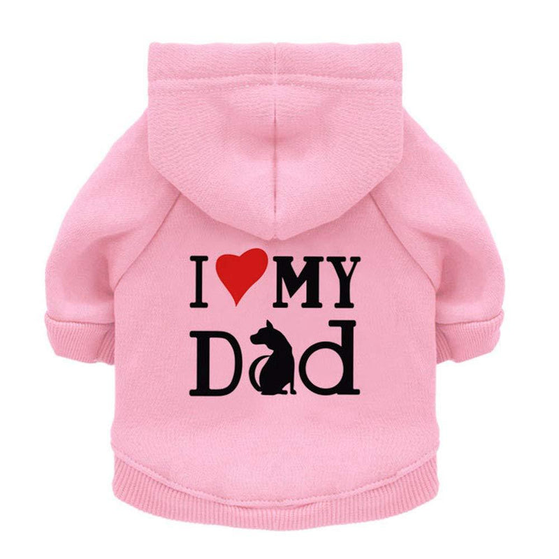 NashaFeiLi Pet Clothes, Dog Clothes I Love My Dad Hoodies Shirt for Puppy Small Dog Cat (M-Back Length 29cm, Pink) M--Back Length 29cm - PawsPlanet Australia