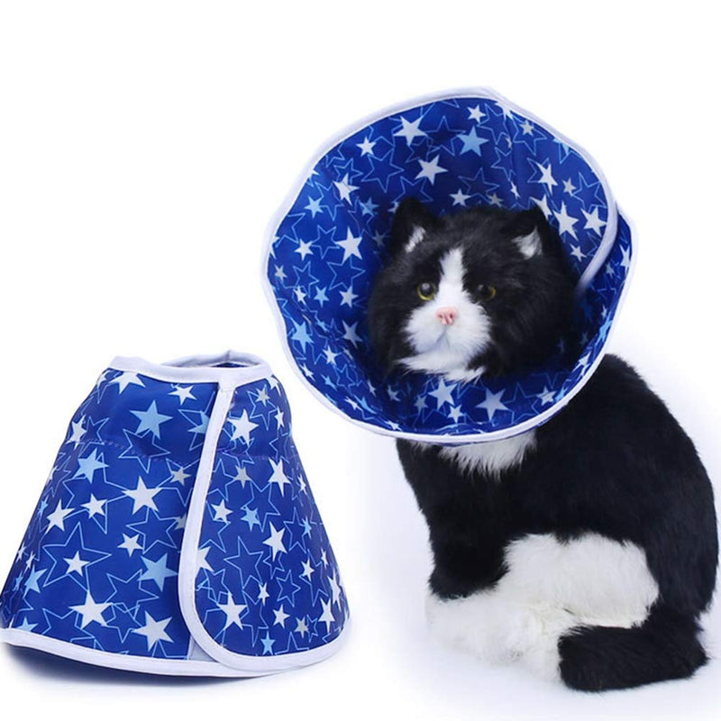 Cat Recovery Collar Star Pattern Cat Cone Collar Pet E-Collar Elizabethan Collars Waterproof Protective Collar for Cat Kitten Puppy (S) S - PawsPlanet Australia