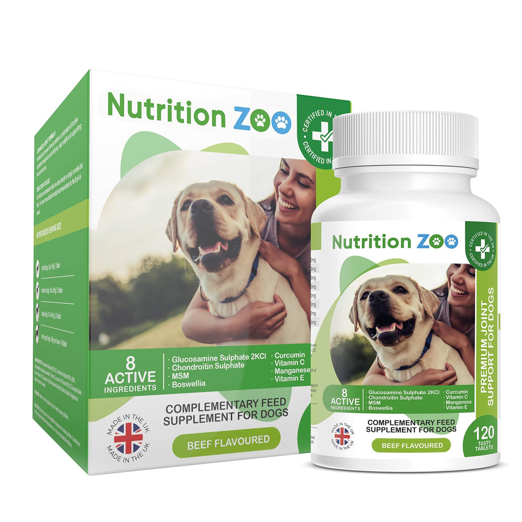 NutritionZoo Dog Joint Care Supplements - Glucosamine for Dogs 120 Tablets - Joint Supplements for Dogs Premium Glucosamine and Chondroitin for Dogs 120 Glucosamine Dog Tablets Pack of 120 - PawsPlanet Australia