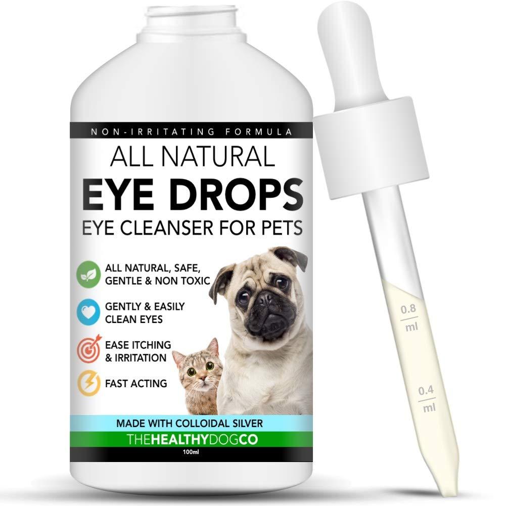 All Natural Eye Drops for Dogs & Cats - Pet Eye Wash & Tear Stain Remover With Colloidal Silver For Eye Flushing, Irritated Dry Eye Care Fast Acting, Safe, Non Toxic, Gentle Eye Cleaner - PawsPlanet Australia