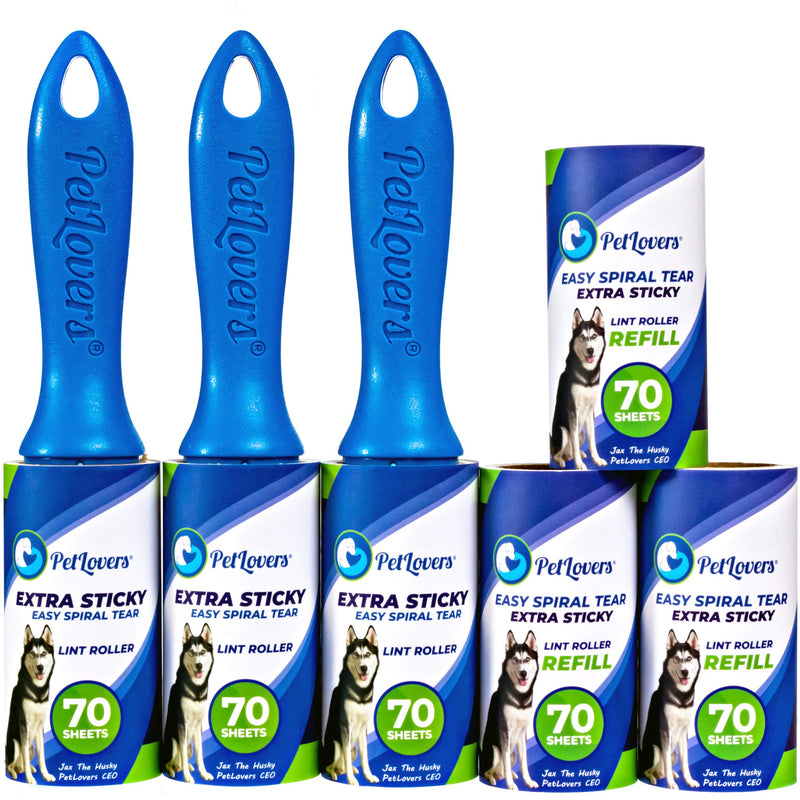 PetLovers Lint Rollers for Pet Hair Extra Sticky 6 Pack - Lint Remover for Clothes - PawsPlanet Australia