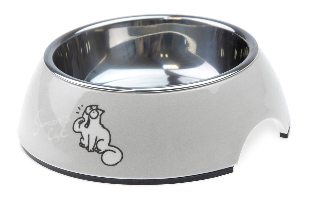 Simon's Cat Bowl L 14 cm W 14 cm H 4.5 cm 160 ml Light Grey - PawsPlanet Australia