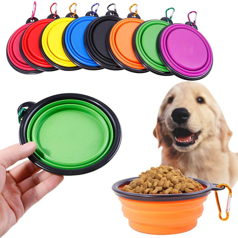 Ranvi 4 Piece Silicone Collapsible Dog Bowl, BPA-free and Dishwasher Safe, Portable and Foldable Travel Bowl, 4 Colors Per Group (Random Color) - PawsPlanet Australia
