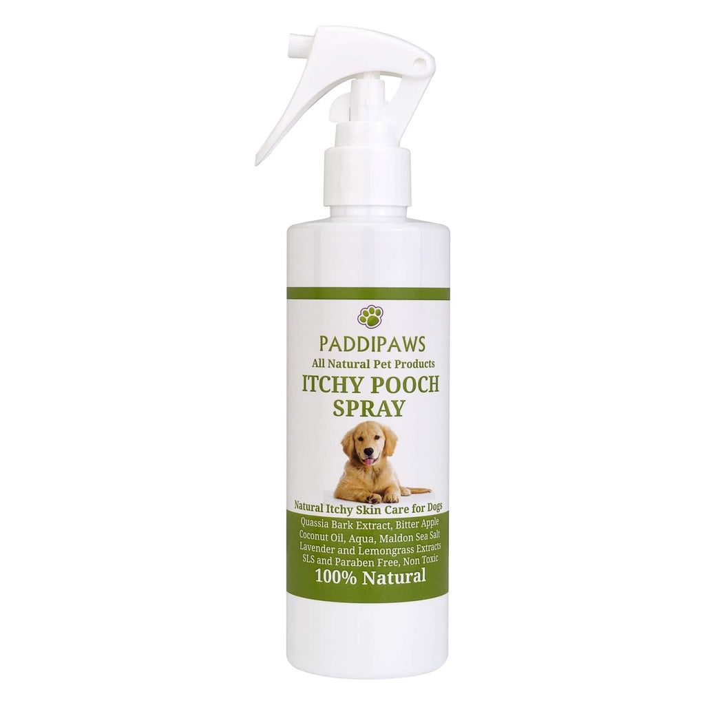 PADDIPAWS 100% Natural Itchy Dog Spray - Relieves Itching and Discomfort caused by Grass and Pollen Allergies - Soothing and Non Sting - Safe Natural Ingredients - Non Toxic and Paraben Free 250ml - PawsPlanet Australia