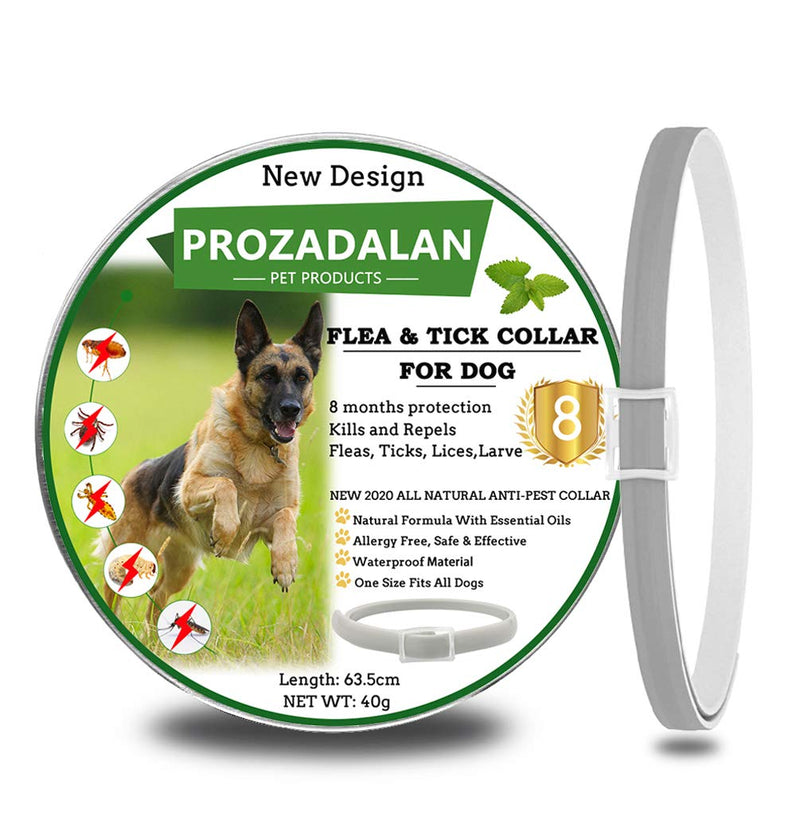 PROZADALAN Flea and Tick Collar for Dogs - Enhanced with Natural Essential Oils - 8 Months Protection - Safe & Allergy Free - Adjustable & Waterproof - Repels Fleas Ticks Lices Larve (1 pcs) 1 pcs - PawsPlanet Australia