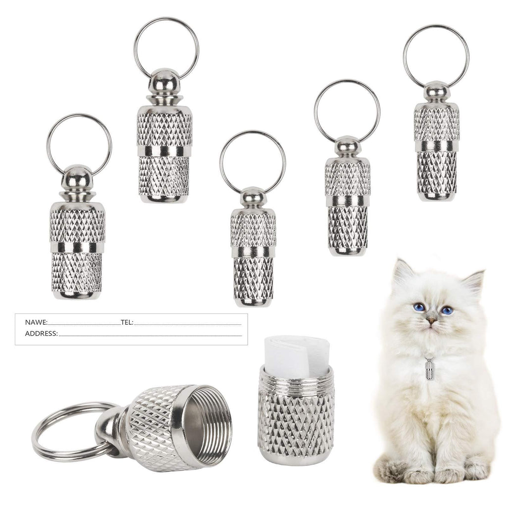 LANMOK Pet ID Tag, 6pcs Anti-Lost Puppy Label Barrel Tubes Stainless Steel Cat Dog Address Name Tag Barrel Pet Gift Tag Supplies - PawsPlanet Australia