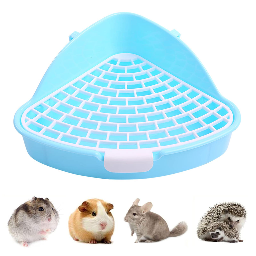 Kuoser Pet Toilet for Small Animals with Hook, Triangle Anti-Spray Little Tray Corner Potty Training for Hamster Chinchilla Guinea Pig Bunny Ferret, Cage Litter Box Blue - PawsPlanet Australia