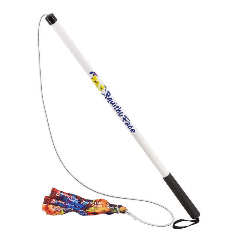 Squishy Face Studio Flirt Pole V2 with Lure - Durable Dog Toy for Fun Obedience Training & Exercise, Rainbow Tie Dye, Regular - 36 inch - PawsPlanet Australia