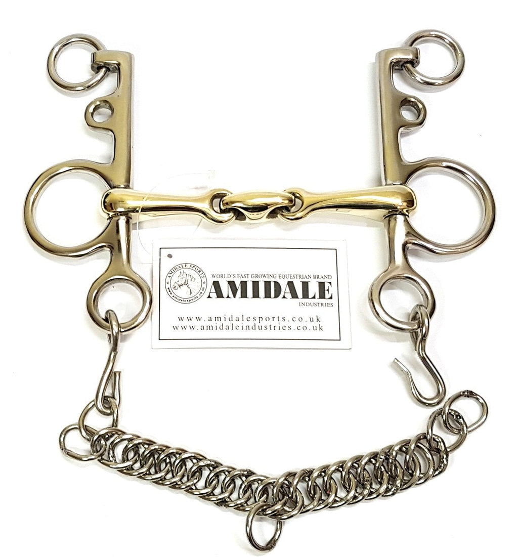 Amidale Mouth Pelham Double Jointed Lozenge Copper Mix Horse Bit Sports 5.50 Inches - PawsPlanet Australia