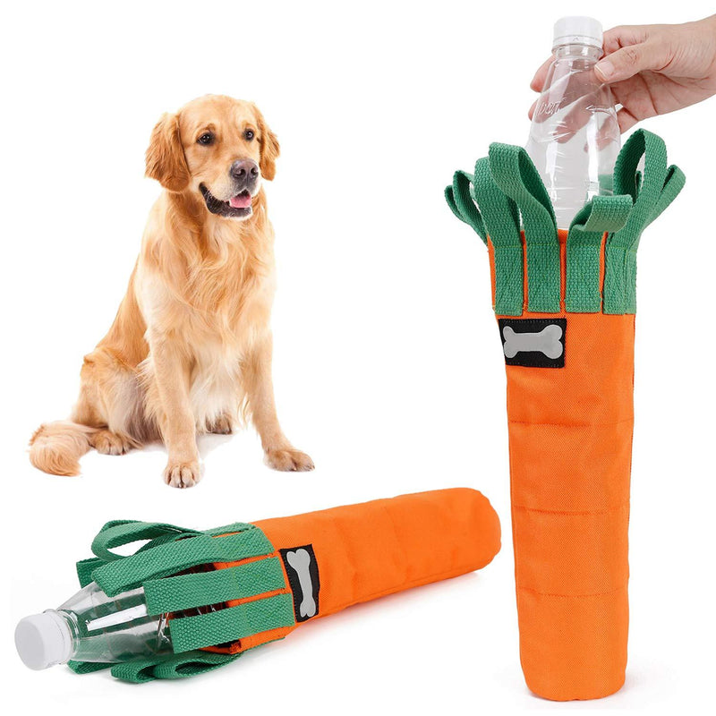 Hengu Carrot Bite-Resistant Dog Toy, Thick Oxford Cloth Cover for Plastic Bottle Self-Made Pet Toy with Sniffs Interactive Play Design, Perfect for Medium Big Dogs Chew Toy - PawsPlanet Australia