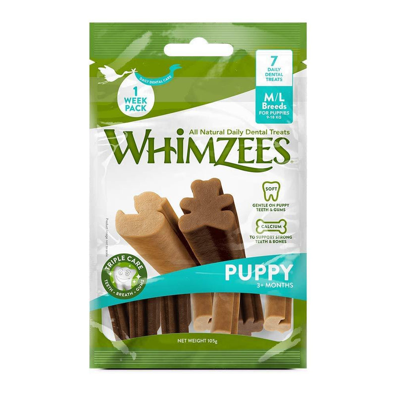 WHIMZEES Puppy Natural Dental Dog Chews Long Lasting, M/L - 7 Pieces Bag Puppy M/L - PawsPlanet Australia