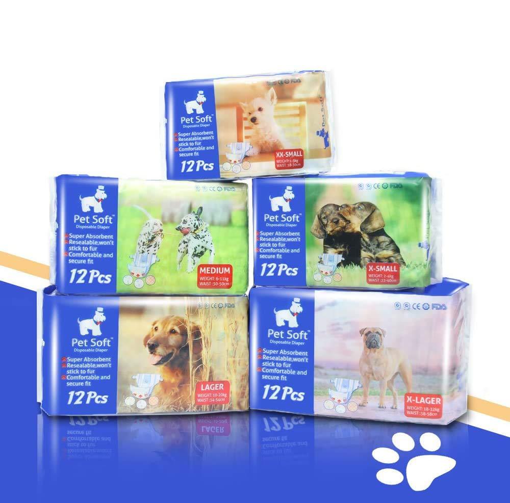 PickyanDco Pet Soft Dog Nappies Female - Disposable Diapers for Dogs in Heat Excitable Urination Incontinence (XXS) XX-Small - PawsPlanet Australia