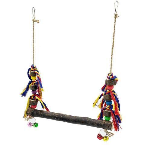 Fiaoen Pet Swing Bird Toy,Chicken Bird Perch Stand Stick,Pet Hammock Toy With Cotton Rope Bell For Rooster Hen Chick,for Large Bird Parrot Hens Macaw Trainning marvelously - PawsPlanet Australia