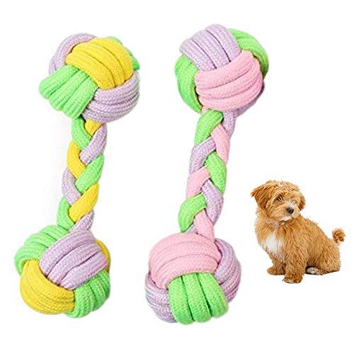 iPobie 2 Pcs Pet Cotton Rope Toy Dog Toy,Knotted Rope Bone Dog Toy,Candy Colours Dog Rope Toy - PawsPlanet Australia