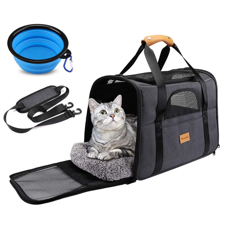 morpilot Cat Carrier, Portable Pet Carrier Bag for Cats and Small Dogs, Foldable Soft Sided Cat Transport Carrier, Airline Approved Pet Travel Carrier with Shoulder Strap, Removable Mat and Pet Bowl Medium Size - PawsPlanet Australia