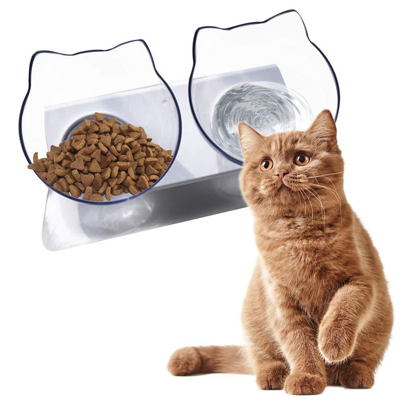 Cat Food Bowl for Cats, Anti Vomiting Cat Bowl 15° Tilted Raised Cat Food Bowls Cat bowls with stand Plastic Transparent Cat Feeding Bowl - PawsPlanet Australia