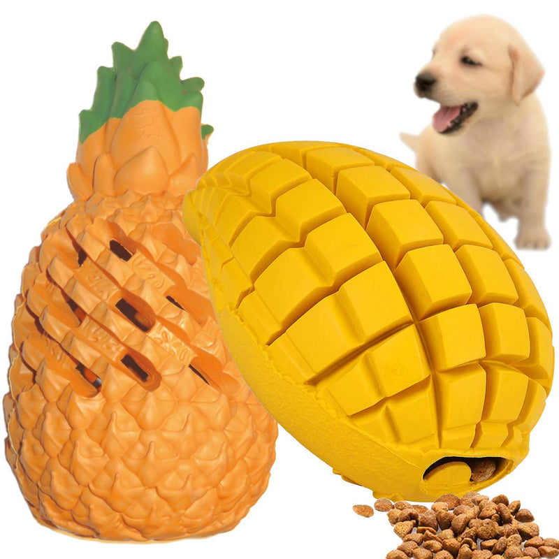 Pet-Fun® 2pcs Small Pineapple+Mango Pack, Durable Puppy Chew Toy, Strong Boredom Puzzle Treat Dispenser, Brain Activity Feeder, Tough Teething Chew for Small Dogs/Puppies(Average Chewers) Small 11cm 2pcs - PawsPlanet Australia