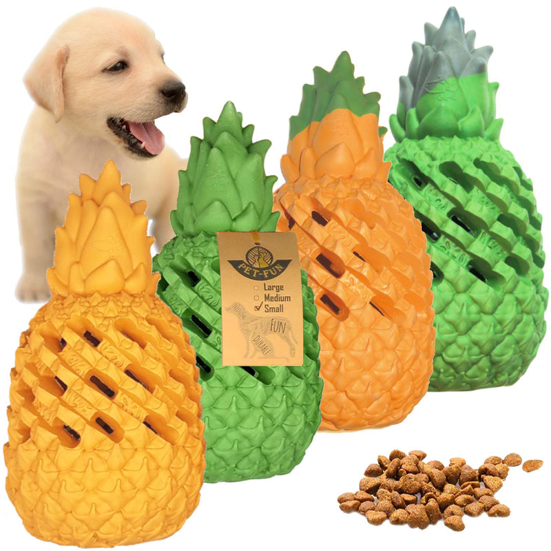 Pet-Fun® Small Pineapple - Safe Fun Durable Natural Rubber Chew Toy, Puppy Teething Toy, Strong, Tough & Long-Lasting Treat Dispenser for Puppy/Small Dogs(Assorted color, 1pcs) Small 10cm, 1pcs - PawsPlanet Australia