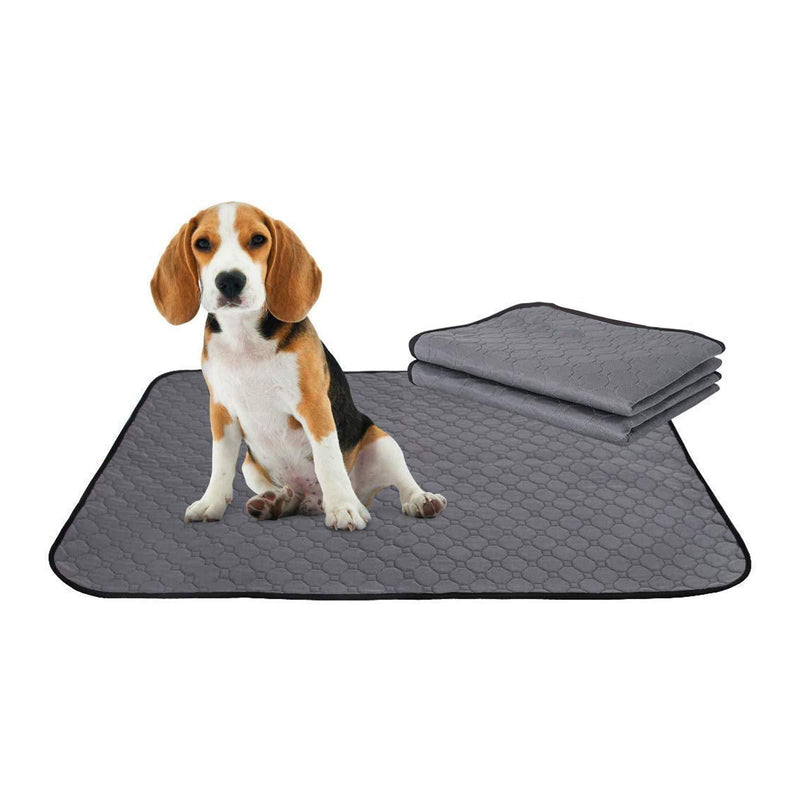 MMBOX Washable Dog Pee Pad, 2 Pack Super Fast Absorbent Reusable Waterproof Comfortable Unscented Puppy Doggy Cats Potty Housebreaking Training Pads Whelping Mat (Gray（2Pack）, 39 x 27 inch) - PawsPlanet Australia