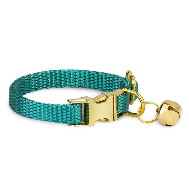 waaag Pet Collar, 30 Colors Classic Solid Color Dog Collar Cat Collar, Nylon Webbing Golden Buckle Dog Collar Cat Collar (Teal, XS) Teal - PawsPlanet Australia