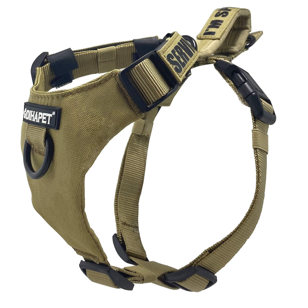 Dihapet Dog Harness No Pull,Tactical Military Working Dog Vest, Adjustable Service Dog Harness Training Vest with Handle for Puppy Small Medium Large Dogs XL Chest 28.5-41.5in khaki - PawsPlanet Australia